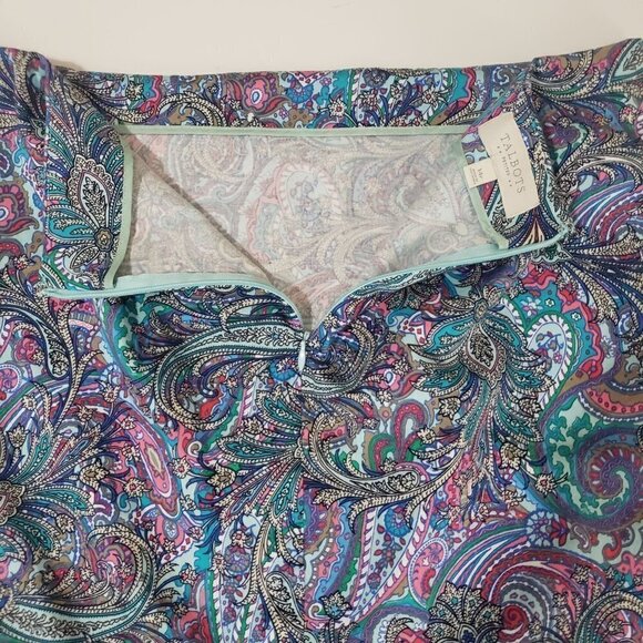 Talbots Petite 14 Floral Straight Skirt Cotton Stretch Blue Multicolor Womens - Picture 6 of 10